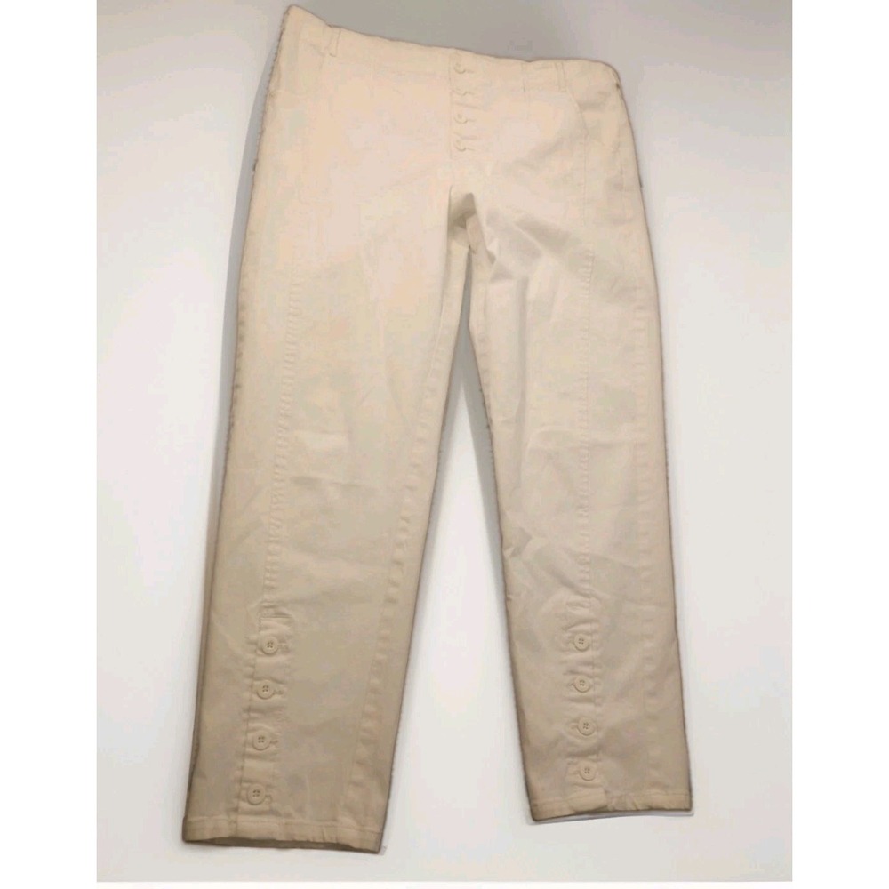 Sundance Off White High Rise Tapered Cropped Ankle Pants 14 Cream Button Fly
